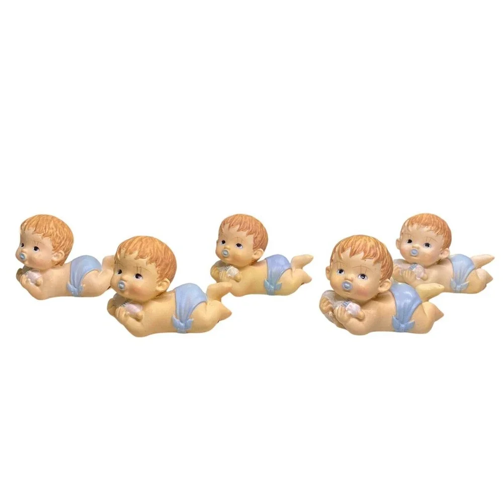 5 CWI Brand Baby Figurines Vintage Baby Shower Gift Decor Crafts 2” T Blue NWT - Picture 2 of 13